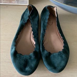 Chloe Lauren Scalloped Ballet Flats 8.5 Suede
